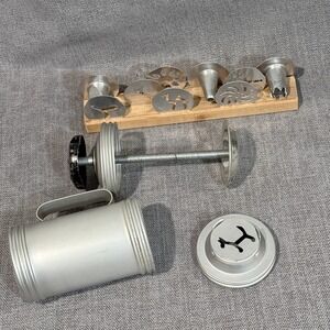 Vintage Mirro Aluminum Cookie Press Pastry Decorator Set Made in USA with Tips
